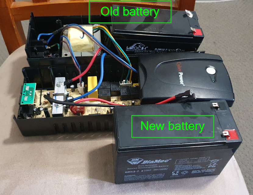 Old battery vs new battery in UPS